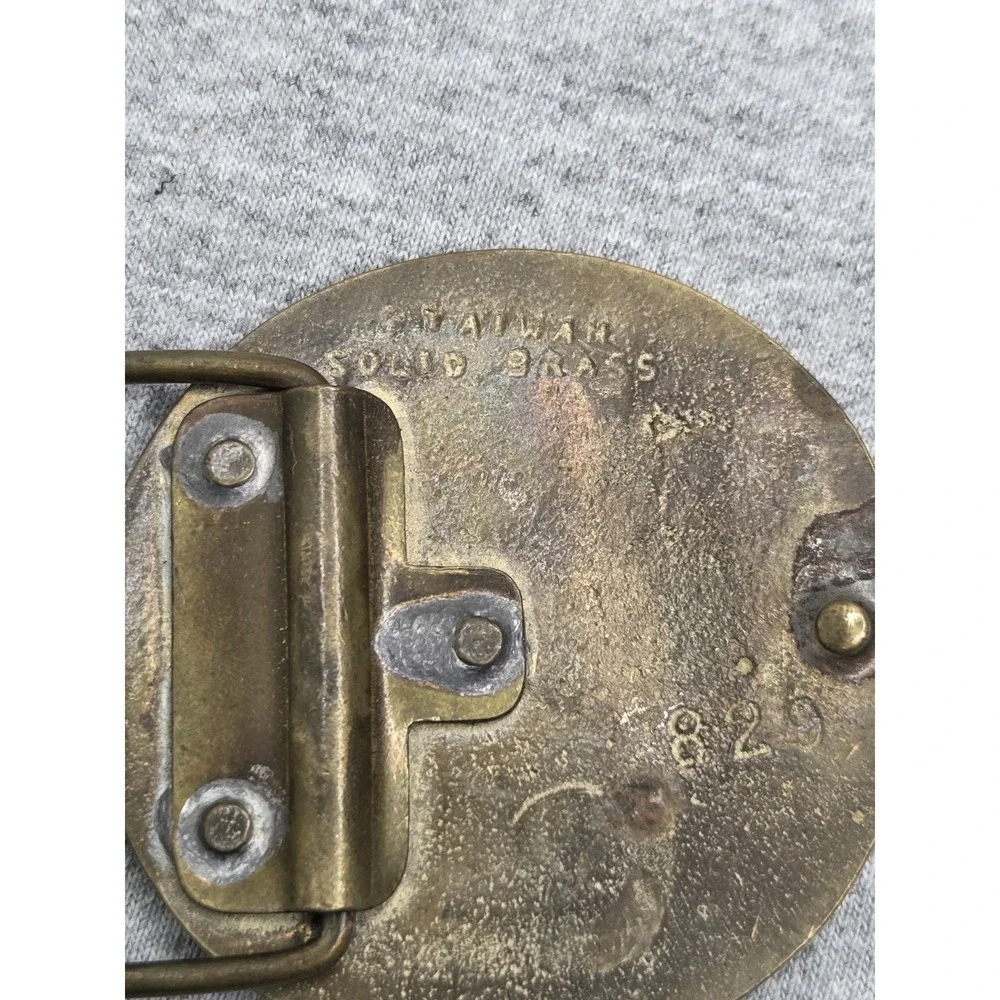 Vintage Solid Brass Antique Chevrolet Corvette Racing Logo Belt Buckle